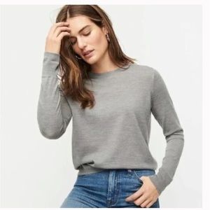 J.CREW Womens Large 100% Merino Wool Margot Crewneck Sweater Gray Heather Smoke